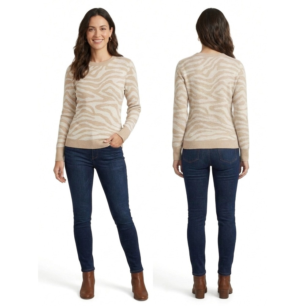 A New Day Sweater Womens 2XL Beige Zebra Animal Print Long Sleeve Pullover